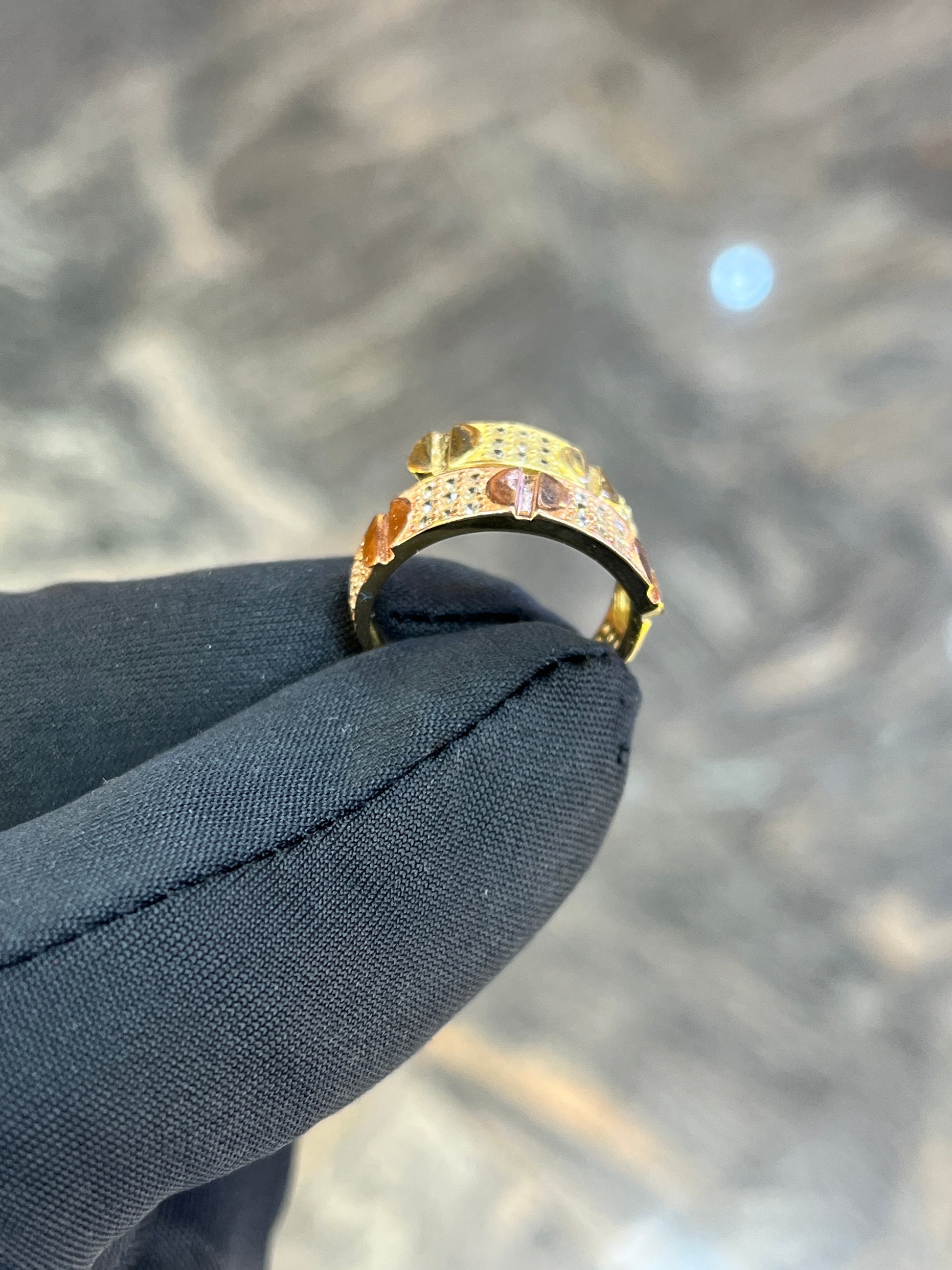 14K Love ❤️ Ring CZ Stones Two Tones