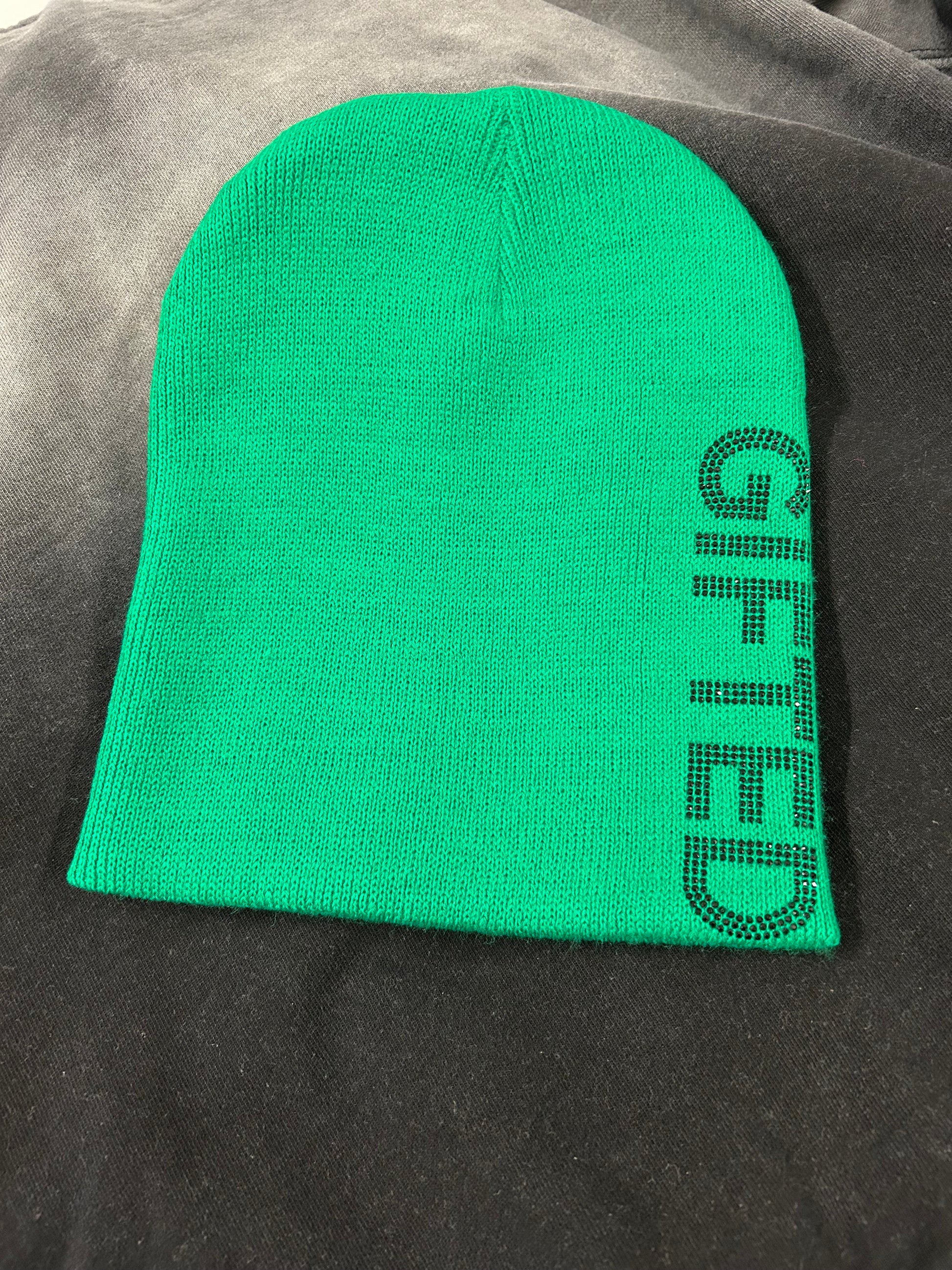 Green Beanies Hat with Green Stones